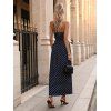 Vintage Vacation Dress Polka Dots Print Open Back Maxi Retro Halter Dress - Bleu profond XL | US 12