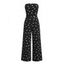 Vintage Vacation Jumpsuit Polka Dots Print Ruched Off the Shoulder Wide Leg Jumpsuit - Noir XL | US 12