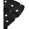 Vintage Vacation Jumpsuit Polka Dots Print Ruched Off the Shoulder Wide Leg Jumpsuit - Noir XL | US 12
