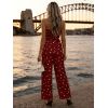 Vintage Vacation Jumpsuit Polka Dots Print Ruched Off the Shoulder Wide Leg Jumpsuit - Rouge Vineux XL | US 12