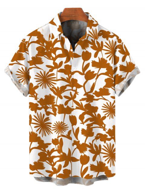 Chemise de vacances pour homme, imprimé floral botanique vintage intégral, chemise boutonnée