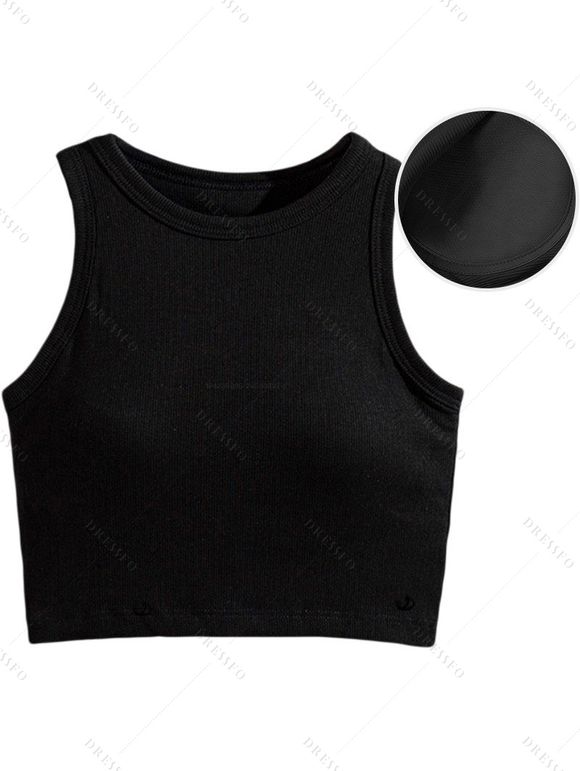 Vacation Couple Outfit Padded Cropped Tank Top Monochrome Shell Leaf Print Belt Pants and Shirt Shorts Set - Noir S | US 4