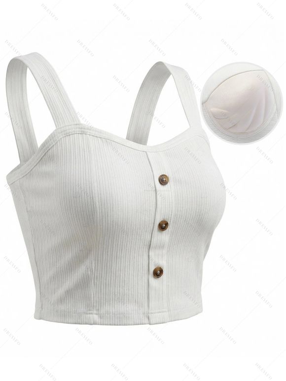 Ethnic Style Couple Outfit Textured Padded Cropped Tank Top Botanical Print Belt Pants and Shirt Shorts Set - Bleu gris S | US 4