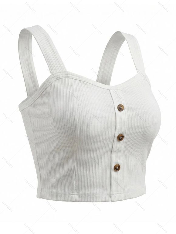 Ethnic Style Couple Outfit Textured Padded Cropped Tank Top Botanical Print Belt Pants and Shirt Shorts Set - Bleu gris S | US 4