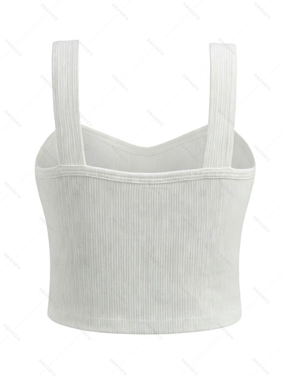 Ethnic Style Couple Outfit Textured Padded Cropped Tank Top Botanical Print Belt Pants and Shirt Shorts Set - Bleu gris S | US 4