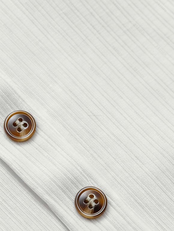 Ethnic Style Couple Outfit Textured Padded Cropped Tank Top Botanical Print Belt Pants and Shirt Shorts Set - Bleu gris S | US 4