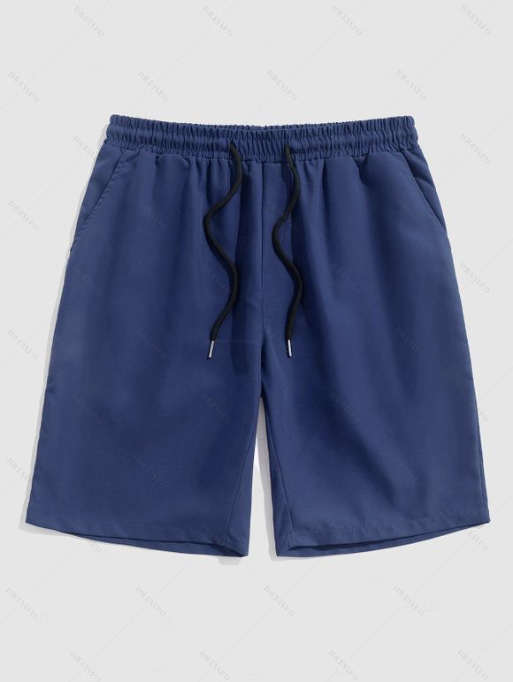 Ethnic Style Couple Outfit Textured Padded Cropped Tank Top Botanical Print Belt Pants and Shirt Shorts Set - Bleu gris S | US 4