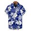 Men's Hawaii Vacation Shirt Hibiscus Floral Tropical Monstera Leaf Print Button Up Shirt - Bleu M