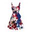 French Artist Style Dress Colorblock Watercolor Floral Pattern Ruched Bust Mini Belt Dress - multicolor A XXXXXL | US 20