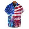 Independence Day Couple Outfit Radial Dynamic American Flag Star Stripe Print Ruched Bust Belt Dress and Shirt Patriotic Set - multicolor A S | US 4