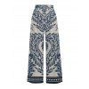 Ethnic Style Couple Outfit Textured Padded Cropped Tank Top Botanical Print Belt Pants and Shirt Shorts Set - Bleu gris S | US 4