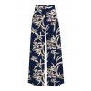 Vacation Couple Outfit Skew Neck Tank Top Botanical Silhouette Print Belt Pants and Shirt Shorts Set - Bleu de Minuit S | US 4
