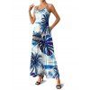 Hawaii Vacation Couple Outfit Coconut Tree Monstera Leaf Coastal Print Pocket Long Dress and Shirt Beach Set - Bleu S | US 4