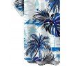 Hawaii Vacation Couple Outfit Coconut Tree Monstera Leaf Coastal Print Pocket Long Dress and Shirt Beach Set - Bleu S | US 4