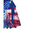 Independence Day Couple Outfit Radial Dynamic American Flag Star Stripe Print Ruched Bust Belt Dress and Shirt Patriotic Set - multicolor A S | US 4