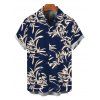 Vacation Couple Outfit Skew Neck Tank Top Botanical Silhouette Print Belt Pants and Shirt Shorts Set - Bleu de Minuit S | US 4