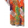 Hawaii Vacation Couple Outfit Colorblock Tropical Palm Leaf Print Pocket Off the Shoulder Romper and Shirt Set - ORANGE S | US 4