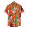 Hawaii Vacation Couple Outfit Colorblock Tropical Palm Leaf Print Pocket Off the Shoulder Romper and Shirt Set - ORANGE S | US 4