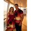 Vacation Couple Outfit Coconut Tree Sunset Print Ruched Belt Dress and Shirt Set - Grenade rouge S | US 4