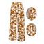 Vacation Wide Leg Pants Vintage Botanical Floral Silhouette Print Pocket Belt Pants - café XXL | US 14