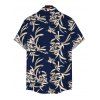 Men's Vacation Shirt Botanical Silhouette Print Button Up Shirt - Bleu de Minuit XXXXXL | US 20