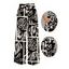 Vacation Wide Leg Pants Monochrome Shell Leaf Print Pocket Belt Pants - Noir XXL | US 14