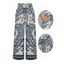 Vintage Wide Leg Pants Botanical Ethnic Print Pocket Long Belt Pants - Bleu gris XXL | US 14