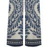 Vintage Wide Leg Pants Botanical Ethnic Print Pocket Long Belt Pants - Bleu gris XXL | US 14