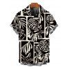 Men's Vacation Shirt Monochrome Shell Leaf Print Button Up Shirt - Noir XXXXXL | US 20