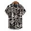 Men's Vacation Shirt Monochrome Shell Leaf Print Button Up Shirt - Noir XXXXXL | US 20
