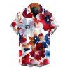 Men's French Artist Style Shirt Colorblock Watercolor Floral Pattern Button Up Shirt - multicolor A 5XL