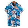 Men's Hawaii Vacation Shirt for Beach Colorblock Tropical Monstera Leaf Print Button Up Shirt - Bleu Toile de Jean 5XL