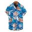 Men's Hawaii Vacation Shirt for Beach Colorblock Tropical Monstera Leaf Print Button Up Shirt - Bleu Toile de Jean 5XL