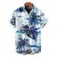 Men's Hawaii Vacation Shirt Coconut Tree Monstera Leaf Coastal Print Button Up Beach Shirt - Bleu 5XL