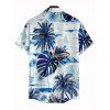 Men's Hawaii Vacation Shirt Coconut Tree Monstera Leaf Coastal Print Button Up Beach Shirt - Bleu 5XL