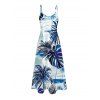 Hawaii Vacation Dress Coconut Tree Monstera Leaf Coastal Print Pocket Spaghetti Strap Beach Long Dress - Bleu XXXXXL | US 20