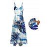 Hawaii Vacation Dress Coconut Tree Monstera Leaf Coastal Print Pocket Spaghetti Strap Beach Long Dress - Bleu XXXXXL | US 20