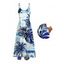 Hawaii Vacation Dress Coconut Tree Monstera Leaf Coastal Print Pocket Spaghetti Strap Beach Long Dress - Bleu XXXXXL | US 20