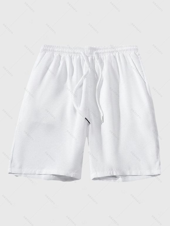 Vacation Couple Outfit Skew Neck Tank Top Tropical Banana Leaf Print Belt Pants and Shirt Shorts Set - WHITE S | US 4