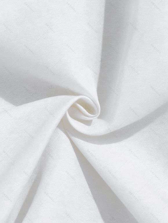 Vacation Couple Outfit Skew Neck Tank Top Tropical Banana Leaf Print Belt Pants and Shirt Shorts Set - WHITE S | US 4