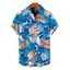 Chemise de vacances pour homme à Hawaï, idéale pour la plage. Imprimé tropical colorblock à feuilles de monstera. Chemise boutonnée. - Bleu Toile de Jean XL