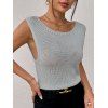 Casual Knitted Tank Top Solid Color Scoop Neck Summer Tank Top - Gris XL | US 10