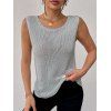 Casual Knitted Tank Top Solid Color Scoop Neck Summer Tank Top - Gris XL | US 10