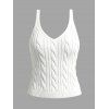 Solid Color Casual Tank Top Cable Knit Cropped Tank Top - Blanc M | US 6
