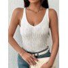 Solid Color Casual Tank Top Cable Knit Cropped Tank Top - Blanc M | US 6