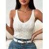 Solid Color Casual Tank Top Cable Knit Cropped Tank Top - Blanc L | US 8