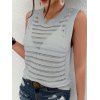 Solid Color Knitted Tank Top Hollow Out Round Color Summer Tank Top - Gris Clair S | US 4