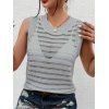 Solid Color Knitted Tank Top Hollow Out Round Color Summer Tank Top - Gris Clair M | US 6