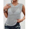 Solid Color Knitted Tank Top Hollow Out Round Color Summer Tank Top - Gris Clair XL | US 10
