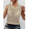 Solid Color Knitted Tank Top Hollow Out Round Color Summer Tank Top - café lumière S | US 4